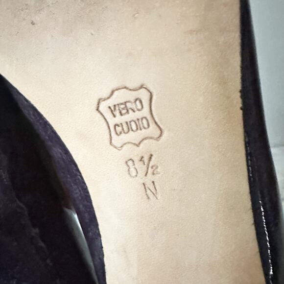 VANELI Narrow Marbled Navy Patent Leather Kitten Heels Women's Size 8.5 NARROW - Picture 10 of 12